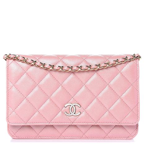 chanel iridescent pink wallet on chain